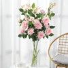 Decorative Flowers & Wreaths Silk Roses Artificial 5Pcs With Leaves Low Price Wedding Paper Branch Decoration Valentines Day GiftDecorative