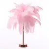 LED Remote Control Feather Table Lamp USB Power Warm Light Tree Feather Lampshade Wedding Home Bedroom Dinner Party Decor