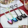 Spoons Flatware Kitchen Dining Bar Home Garden Shovel Spoon Sier Gold Copper Black Rainbow Coffee Dessert Drop Delivery 2021 Viro7