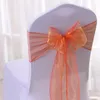 50/100 st högkvalitativa Sash Organza Chair Sashes Wedding Knot Decoration S Bow Band Belt Band för bankettbröllop 220514