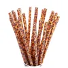 9*2.75 pouces en plastique brun léopard pailles à boire mode impression droite paille réutilisable Restaurant et Bar fournitures GCF14357