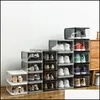 Storage Boxes Bins Home Organization Housekee Garden Thickened Plastic Clear Shoe Box Detachable Stackable Combination Shoes Container Org