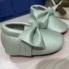 Baby First Walker nowonarodzone buty buty swobodny niemowlę dziecięcego bowknot bez poślizgu gumowy miękki-sole płaskie pu czerwone buty