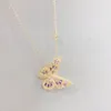 Sommer Neue 18k Gold-plattierte mikrogegossene Zirkon Schmetterling Halskette Schmuck koreanische Temperament Frauen High-End-Luxus-Süße Colarmbone Kette
