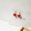Clip-on & Screw Back Korean Temperament Simple Sweet Lovely Strawberry Fruit Earrings Resin Acrylic Red No Piercing Clip On WomenClip-on