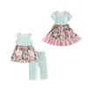Girlymax Bebek Bebek Çocuk Kıyafetleri Kardeş Elbise Şortları Capris Set Tulumları Butik Süt İpek Çocuk Giyim 220507