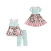 Girlymax Baby Girls Filmes Roupas Dresses Curtos Cappris Set Suges Boutique Milk Silk Kids Clothing 220507