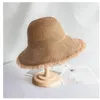 Chapéus de aba larga Chapéu de mulher palha de verão dobrável ao ar livre borda peluda de praia hollow women moda elegante capwide