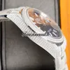 RF 41 126334 Orologio da uomo automatico Miyota Cassa con pavé di diamanti Quadrante argento Indicatori di bastoncini Completamente ghiacciato 904L Oystersteel Bracciale Gioielli Orologi Timezonewatch B2