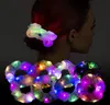 Faixas de cabelo LED para uso em palco Rave Headwear Light Up Neon Cetin Ponytail Elástico Laços de cabelo Luminous Glowing Hairring for Women Girl Birthday Holiday Party Favor