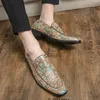 2022 new loafers men shoes PU solid color casual fashion daily street party trend printing retro European nightclub hair stylist shoes HM429