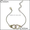 Link Chain Bracelets Jewelry Vintage Sier Gold Color Handcuffs For Men Women Dom Letter Charm Bracelet Bangles Couple Lover Fashion Drop De
