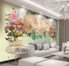 リビングルームベッドルーム3D壁画の壁紙モダンヨーロッパスタイルの油絵の花の背景壁壁画装飾絵画