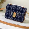 Umhängetasche aus Denim-Canvas, Umhängetaschen für Damen, Handtaschen, Geldbörse, modisch, Jacquard-Tragetasche mit Griff oben, abnehmbarer Schultergurt, mehrere Pochette