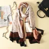 Spring Summer Fashion Bow Printing Simple But Elegant Hit Color Woman Silk Scarf Shawl Dual Purpose Long 180CM Cheap Wholesale