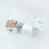 50pcs papier kraft blanc coeur boîte à bonbons coffrets cadeaux bricolage emballage boîte faveurs invités anniversaire noël décoration de mariage CX220423