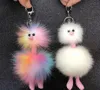 UPS Orders Colorful fur ball keychain Party Favor cute plush ostrich ornaments animal shape backpack car acces