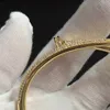 Full Diamond Nail Bangle Armband Women Men 18K Gold Plated Armband smycken för älskare gåva ingen låda storlek 17 och 19