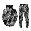 Men's Tracksuits Hip Hop 3D desenho animado Calças de capuz de capuz de forma legal homens/mulheres 2 PCs Sportwears Atual Conjunto de roupas da primavera Autumn Roupas masculinas 220826