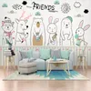 Papéis de parede MILOFI Custom 3D Papel de parede Mural pintado à mão Animal fofo quarto de crianças fundo parede de parede de quarto decoração pinturinwa