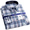 Men's Casual Shirts Plaid Shirt Men Cotton Camicia Long-Sleeved Button Up Men's Social Pyjama Brushed Large Size ClothingMen's