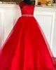 Abito da spettacolo per ragazza turchese 2022 Maniche ad aletta BlingBling Perline Cristalli AB Pietre Tulle Gioiello Abito da festa formale per compleanno di bambini piccoli Adolescenti per bambini Preadolescente Rosso Turq