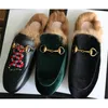 men and women fur mule princetown slippers ladies leather flat Suede mule shoes love shoes fashion outdoor slippers fall Winter shoes NO14