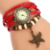 Wristwatches Gnova Platinum Ethnic Bracelet Watch Sea Star Charm Vintage Genuine Leather Wristwatch Girl Fashion School A902Wristwatches Wri