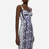 Casual jurken zomer dames fashion double -obligoulder strap printdress grote naam hoge kwaliteit majolicaprint stitchingslim maxi jurk xlcas