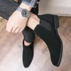 Chelsea Boots Homens Sapatos Imitação de Camurça Cor Sólida Moda Negócios Casual Street Daily All-match Conjunto Retro Ankle Boots Tamanho EUR: 38-48