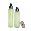 Emballage Bouteille en verre vert Pompe de pulvérisation de lotion noire avec couvercle noir transparent Récipient d'emballage cosmétique rechargeable portable 20 ml 30 ml 40 ml 60 ml 80 ml 100 ml 120 ml