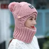 Gorro/caveira tampas 2022 gorros de malha de inverno chapéus mulheres grossas grãos quentes chapéu de chapéu feminino Balaclava Bonnet Outdoor Riding Sets Davi22