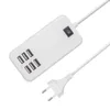 6 Portar Splitter med switcher AC Extern nätadapter USB Hub Desktop väggladdning Extensionsuttag 20W 5V EU US-kontakt