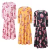 Robes de fille 2022 filles floral maxi maxi manches longues robe de plage fleur de fleur imprimée Bohême costume musulman