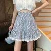 Saias Floral Lace Stitch Mini Moda coreana de cintura alta Vintage Spring Autumn Summer Summer Feminino Vetement Femme 2022