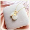 Chaînes collier en titane femme Ins ne se décolore pas Hetian Jade sac pendentif Explosion argent chanceux anniversaire cadeaux chaînes