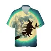 Męskie koszulki Jumeast 3d Halloween Magic Witch Print Horror Hawaiian Vintage Shirt Men Men Męskie Ubranie uliczne