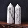 Naturlig Vit-turkos Kristallspets Arts Quartz Tower Energisten Obelisk Wand Charkra Reiki Healing Crystal