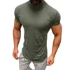 Men Casual Spring Summer T-shirt Solid kleur Korte mouw Turtleneck tops 2022 Nieuwe comfortabele katoenen buitensportoverhemden Y220606