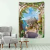 Gangway Landscape Wall Hanging Carpet Sea Beach Cloth Mat Flower Blanket Home Decoration J220804