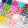 LOFCA 12mm 100pcs Silicone Beads Round Teether Baby Nursing Necklace Pacifier Clip Oral Care BPA Free Food Grade Colorful 220726