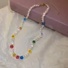 Kvinnor smycken sötvatten pärla choker halsband ganska design söt blomma halsband för flicka lady gåvor