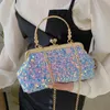 Avondtassen [EAM] Luxe Designer Avond Clutch Bag Dames Bruiloft Shiny Handtassen Mode Trendy Kettingen Messenger Bags Dame 18B0703 220316