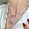 Fashion Tennis collana cuore designer catena in argento sterling 925 rosa bianco 5A collana di diamanti con zirconi cubici donna girocolli gioielli di lusso con confezione regalo