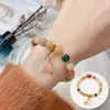 Fashion Classic Gem Armband 18K Guldpläterad rostfritt stål Högkvalitativt snyggt utsökt kalkedonströja kedja armband grossist med låda