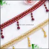 Other Home Decor Garden Curtain Decorative Accessories Line Weaving Hanging Tassel Fabric Imitation Pearl Beads Lace Trims 11.5M/Lot Drop