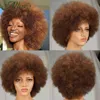 Parrucca riccia afro crespa soffice per donne nere Capelli umani brasiliani di Remy Parrucche corte impertinenti Marrone naturale Borgogna Allure 220707
