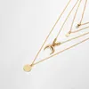 Pendanthalsband Bohemian Multilayer Crystal Rose Necklace Women Gold Moon Star Horn Crescent Choker 2022 Fashion Jewelrypendant