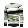 Herbst Winter Neue Mode Männer Rundhals Pullover Kleid Casual Gestreiften Slim Fit Warme Pullover Tiefe Shirt Top L220801