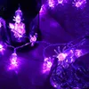 Strängar 10/20/40 lysdioder Halloween Purple Spider String Solar/Battery Operated House Garden Yard Party Decorled LEDLED LEDLED